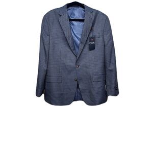 Chaps Blue Checkered Patterned 2 Button Sport Coat Blazer Jacket Size 44 Regular